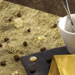 Chemin De Table En Abaca Or Cheveux D'Ange