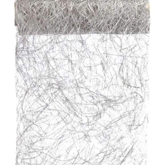Chemin De Table En Abaca Argent 30Cm