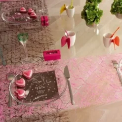 Chemin De Table En Abaca Rose 30Cm