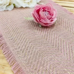 Chemin De Table En Jute Chevron Rose
