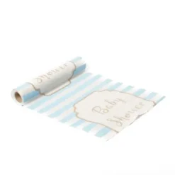 Chemin De Table En Lin Babyshower Bleu Ciel