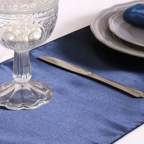 Chemin De Table En Satin Bleu Marine 36Cm X 9 M Tres