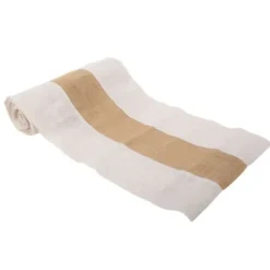 Chemin De Table En Vrai Toile De Jute Naturel Et Blanc