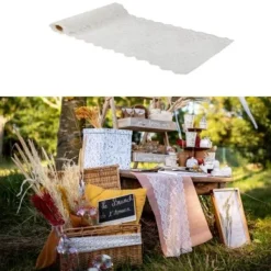 Chemin De Table Fleurie Dentelle Blanche