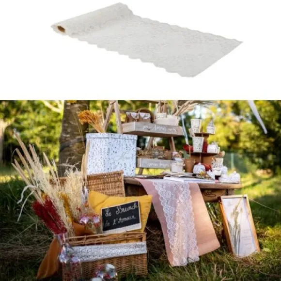 Chemin De Table Fleurie Dentelle Blanche