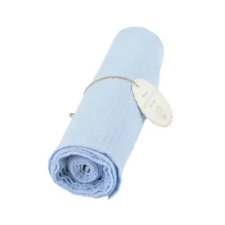 Chemin De Table Gaze De Coton Bleu Pastel 300X30Cm