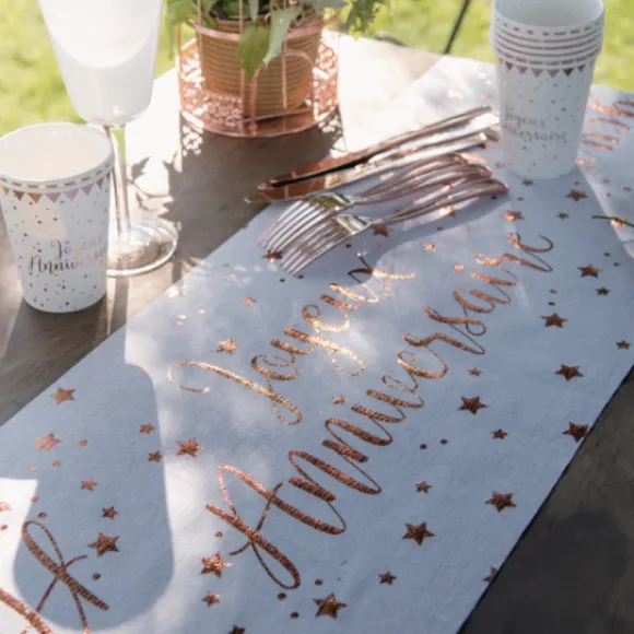 Chemin De Table Joyeux Anniversaire Rose Gold