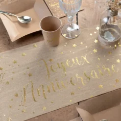 Chemin De Table Joyeux Anniversaire Kraft 28Cm X 3 M Tres
