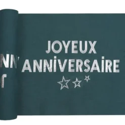 Chemin De Table Joyeux Anniversaire Bleu Canard 28 Cm X 3 M Tres