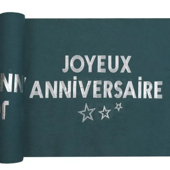 Chemin De Table Joyeux Anniversaire Bleu Canard 28 Cm X 3 M Tres