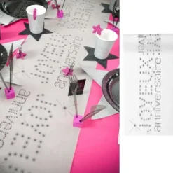 Chemin De Table Joyeux Anniversaire Blanc