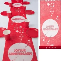 Chemin De Table Joyeux Anniversaire Rouge