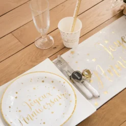 Chemin De Table Joyeux Anniversaire Or 28Cm X 3 M Tres