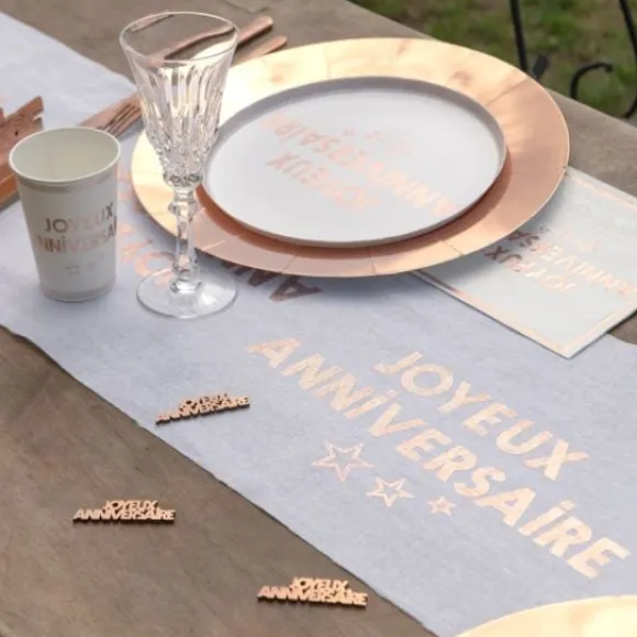 Chemin De Table Joyeux Anniversaire Rose Gold 28 Cm X 3 M Tres