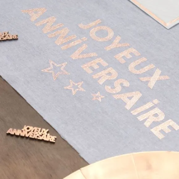 Chemin De Table Joyeux Anniversaire Rose Gold 28 Cm X 3 M Tres