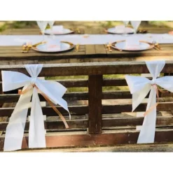 Chemin De Table Lin Blanc Vive Les Mari S Rose Gold