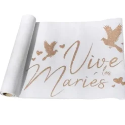 Chemin De Table Lin Blanc Vive Les Mari S Rose Gold