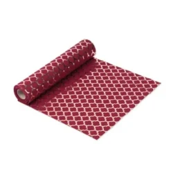 Chemin De Table Lin Nid D'Abeiles Marsala Floque Rose Gold