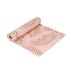 Chemin De Table Lin Rose Fougere Paillettes Or