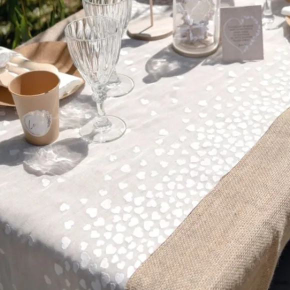 Chemin De Table Mariage Coeur Blanc En Polyester 48 Cm X 3 M Tres