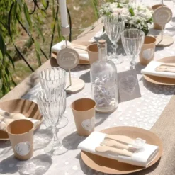 Chemin De Table Mariage Coeur Blanc En Polyester 48 Cm X 3 M Tres