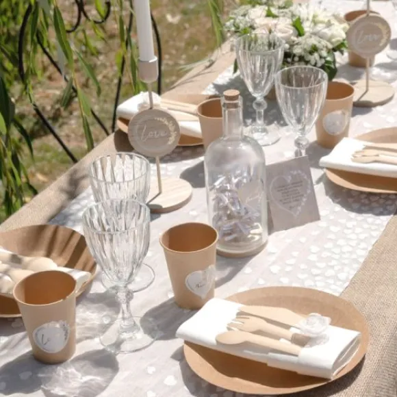 Chemin De Table Mariage Coeur Blanc En Polyester 48 Cm X 3 M Tres