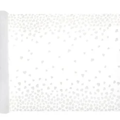 Chemin De Table Mariage Coeur Blanc En Polyester 48 Cm X 3 M Tres