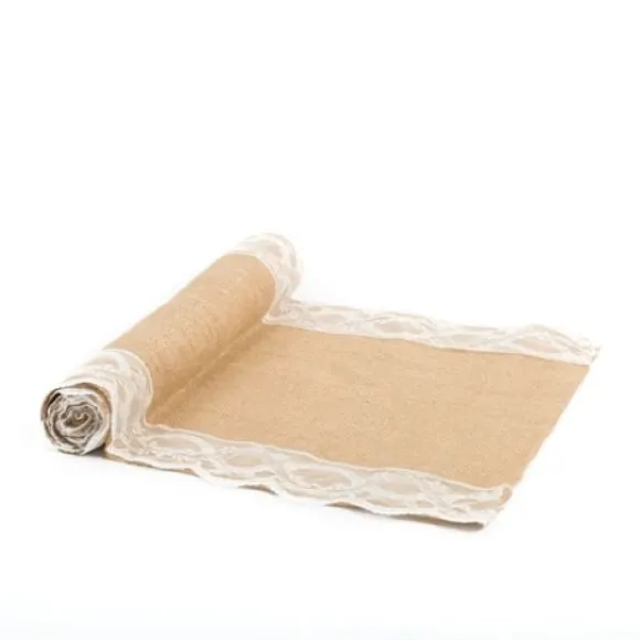 Chemin De Table Mariage Jute Borde De Dentelle