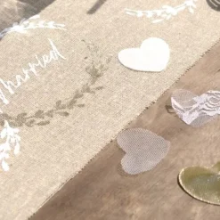 Chemin De Table Mariage Naturel Just Married En Coton 28 Cm X 3M