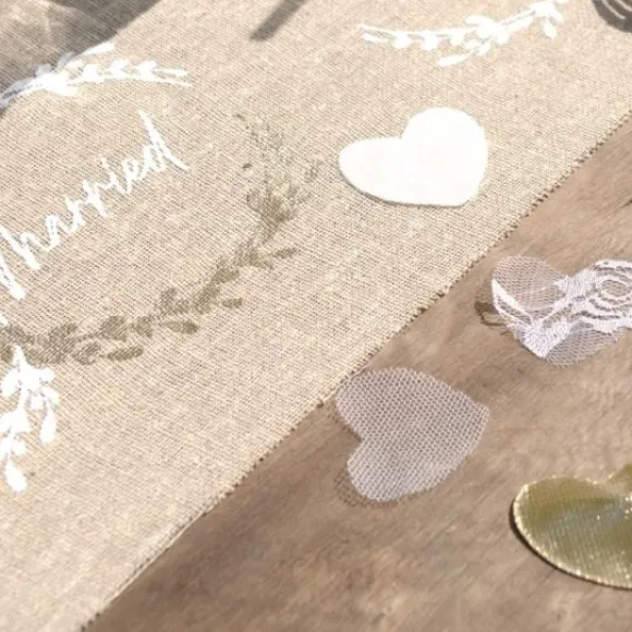 Chemin De Table Mariage Naturel Just Married En Coton 28 Cm X 3M