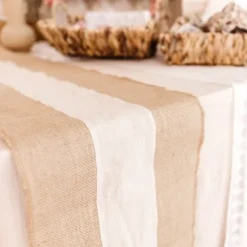 Chemin De Table Mariage Toile De Jute Et Lin 30 Cm X 3 M