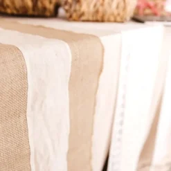 Chemin De Table Mariage Toile De Jute Et Lin 30 Cm X 3 M