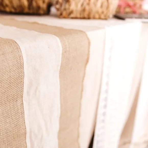 Chemin De Table Mariage Toile De Jute Et Lin 30 Cm X 3 M
