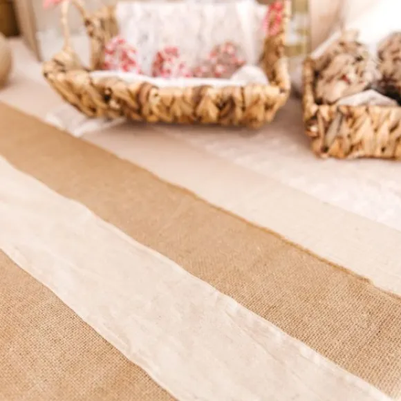 Chemin De Table Mariage Toile De Jute Et Lin 30 Cm X 3 M