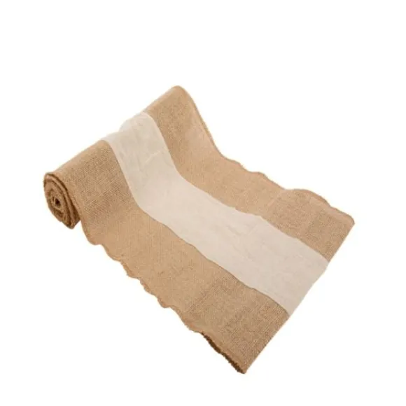 Chemin De Table Mariage Toile De Jute Et Lin 30 Cm X 3 M