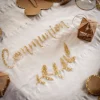 Chemin De Table Organza Communion Paillettes Or