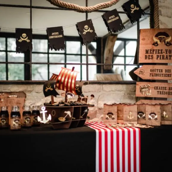 Chemin De Table Tissu Pirate Rouge Et Blanc