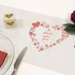 Chemin De Table Toile De Lin Ave Coeurs
