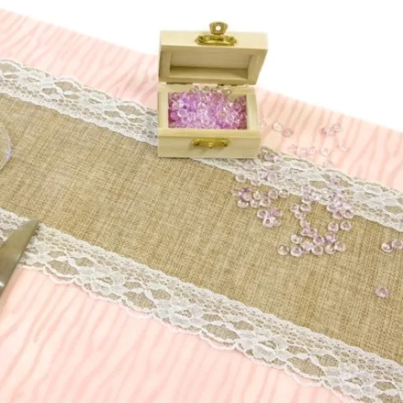 Chemin De Table Vintage Jute Et Dentelle 15Cm