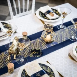 Chemin De Table Vrai Velours Bleu Marine