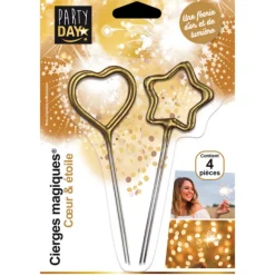 Cierge Magique Etoile Et Coeur X 4 Pi Ces