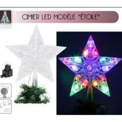 Cimier De Sapin Lumineux Forme Etoile 20 Led Multicolores
