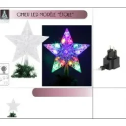 Cimier De Sapin Lumineux Forme Etoile 20 Led Multicolores