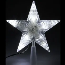 Cimier De Sapin Lumineux Forme Etoile A Pile Blanc