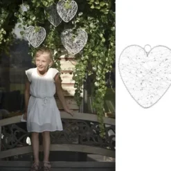 Coeur De Fil Blanc 20 Cm A Suspendre