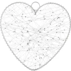 Coeur De Fil Blanc 20 Cm A Suspendre