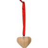 Coeur En Bois Avec Ruban Satin Rouge A Suspendre