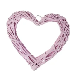 Coeur En Osier Ajour Rose 20 Cm
