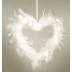 Coeur En Plume Blanc Ajour 20 Cm