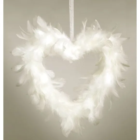 Coeur En Plume Blanc Ajour 20 Cm